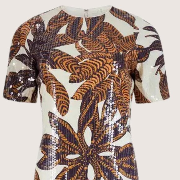 Marie Oliver White and Brown Sequin Dress - Picture 4 of 5